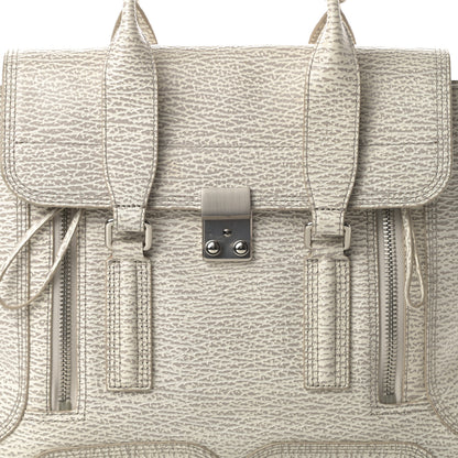 3.1 Phillip Lim Shark Embossed Textured Calfskin Large Pashli Satchel Ivory Dove 9 of 14