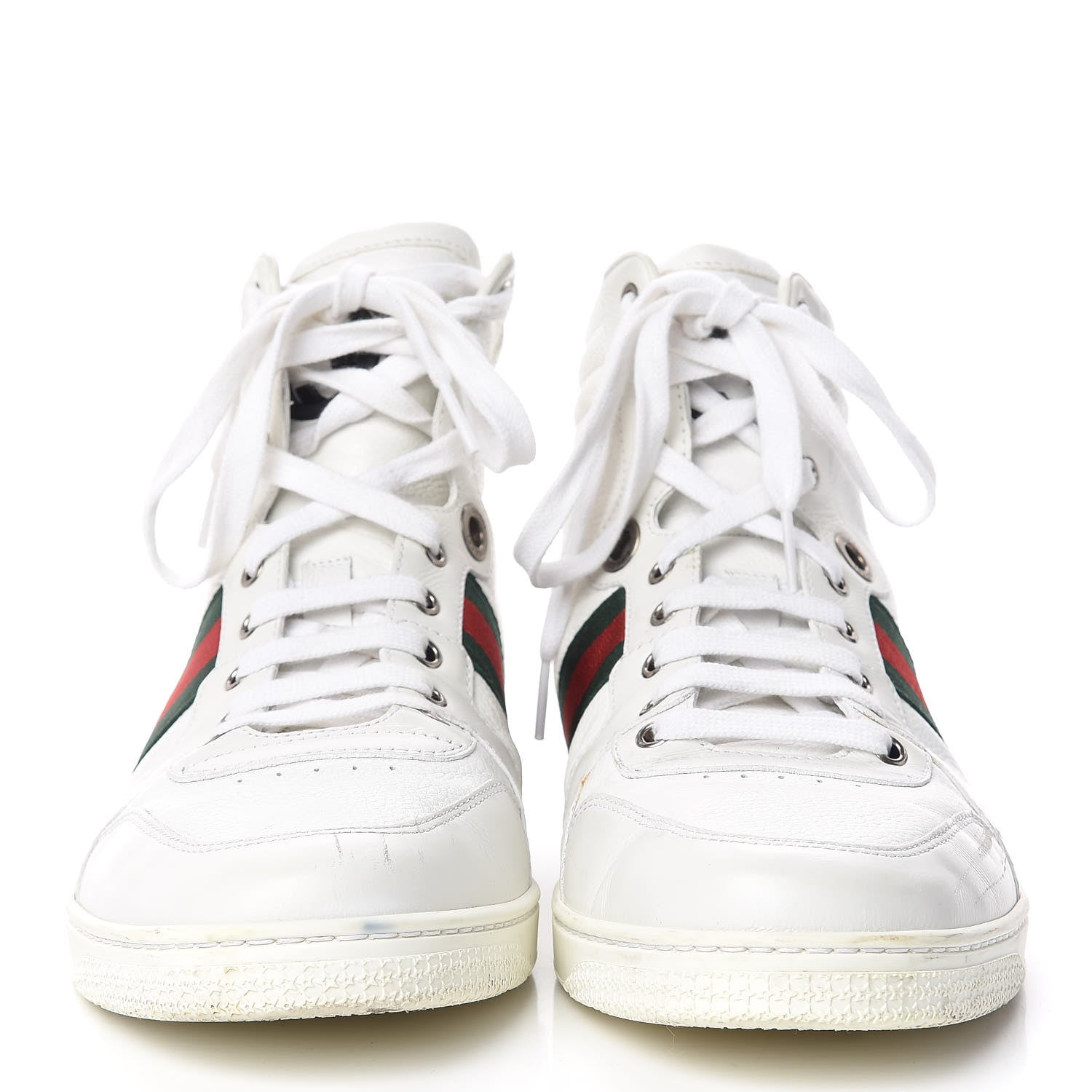 Gucci Calfskin Web Mens Coda High Top Sneakers 9 White 2 of 14
