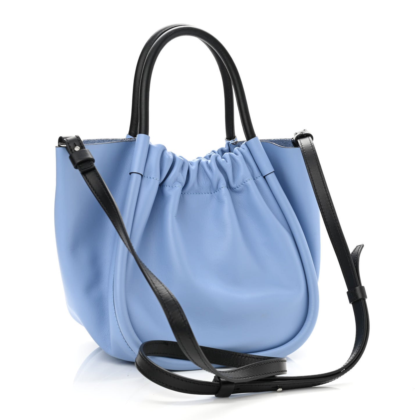 Calfskin Small Ruched Tote Sky Blue