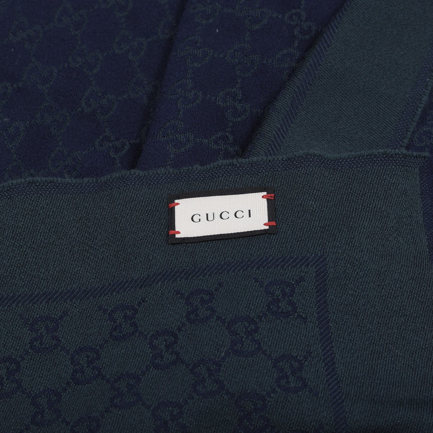 Wool Jacquard GG Monogram Stenix Scarf Green Blue