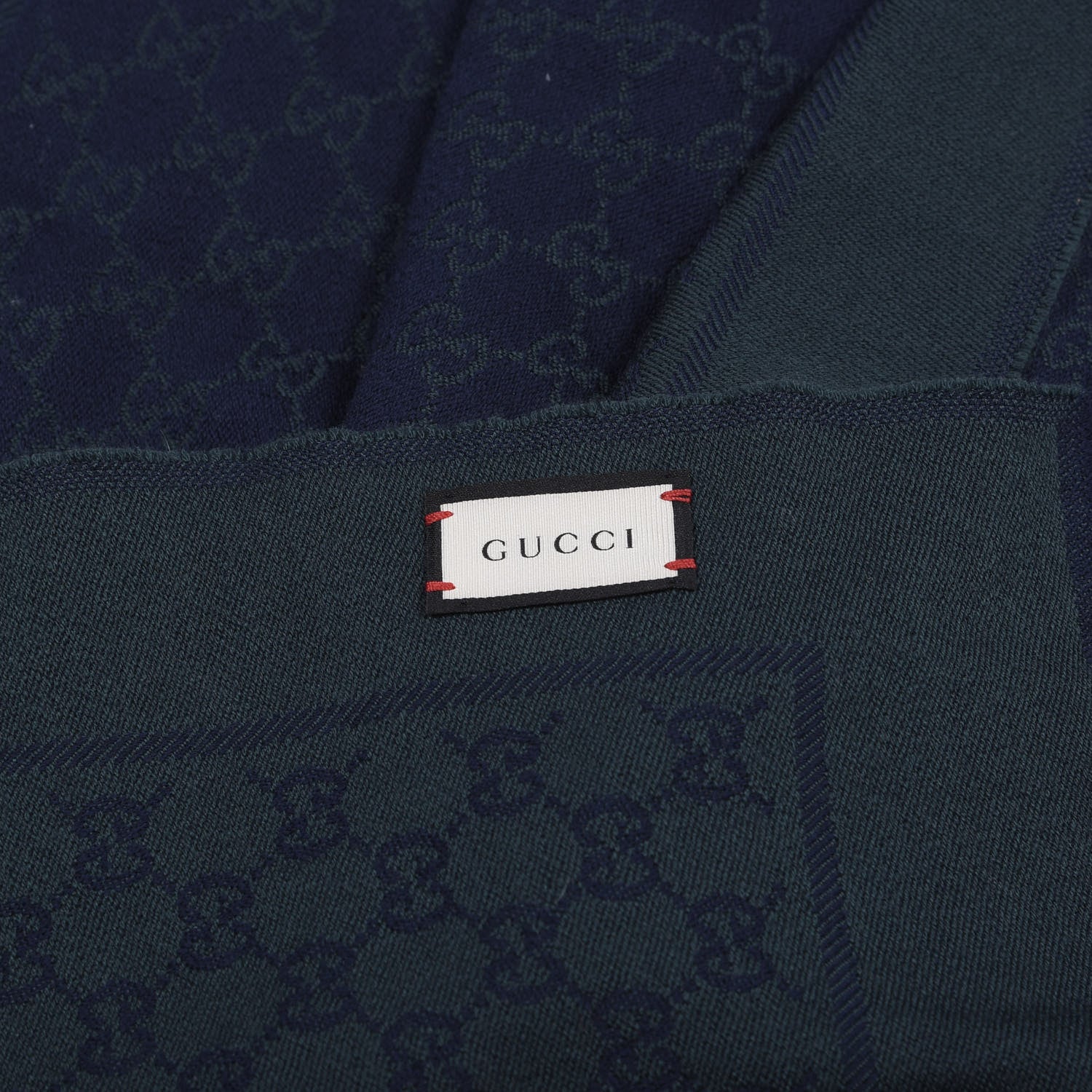 Gucci Wool Jacquard GG Monogram Stenix Scarf Green Blue 3 of 4