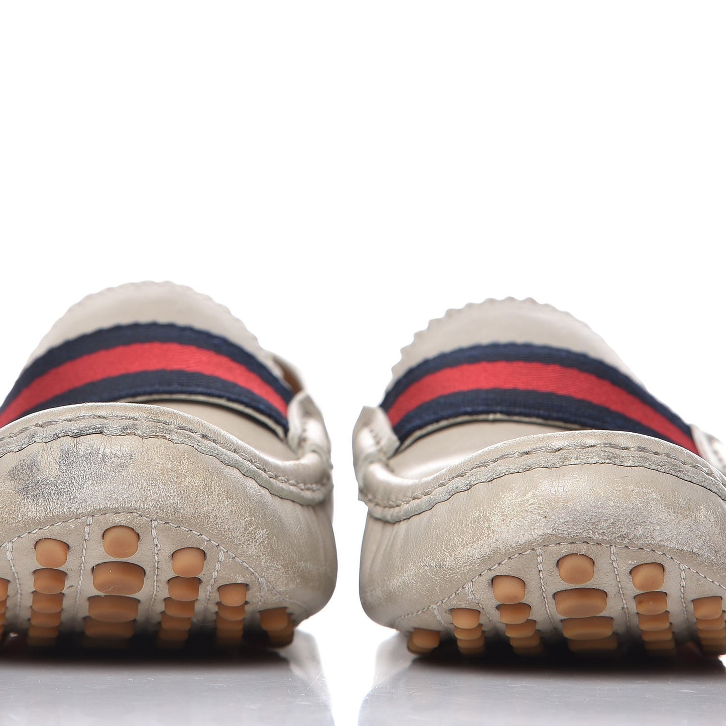 Calfskin Web Driver Loafers 38.5 Mystic White