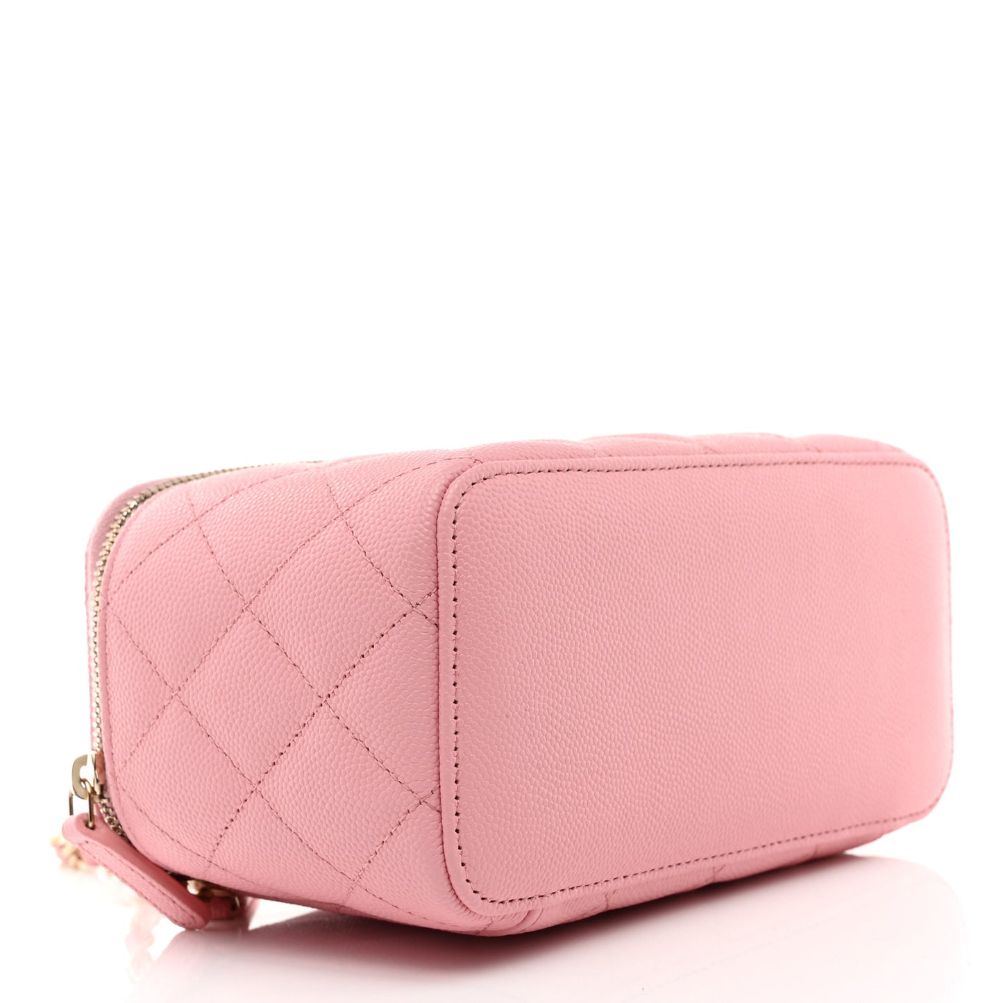Caviar Quilted Small Vanity Case With Chain Pink