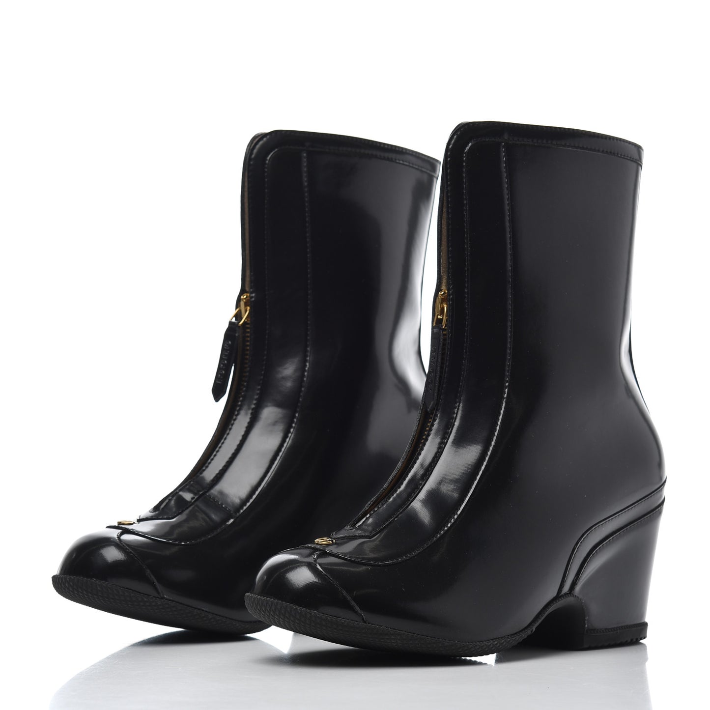 Rubber GG Zip Ankle Boots 37.5 Black Smile Yellow Heron Red