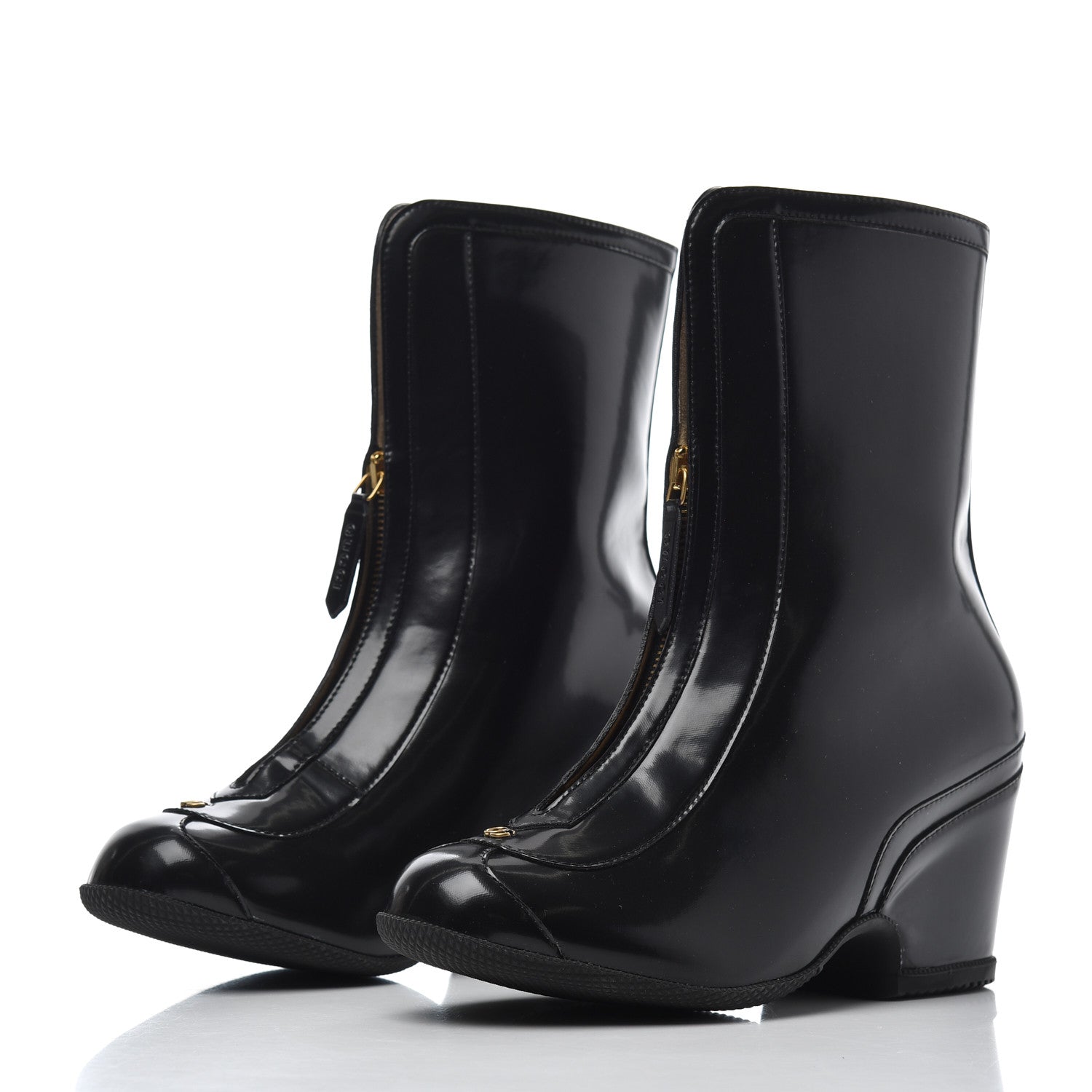 Gucci Rubber GG Zip Ankle Boots 37.5 Black Smile Yellow Heron Red 3 of 9