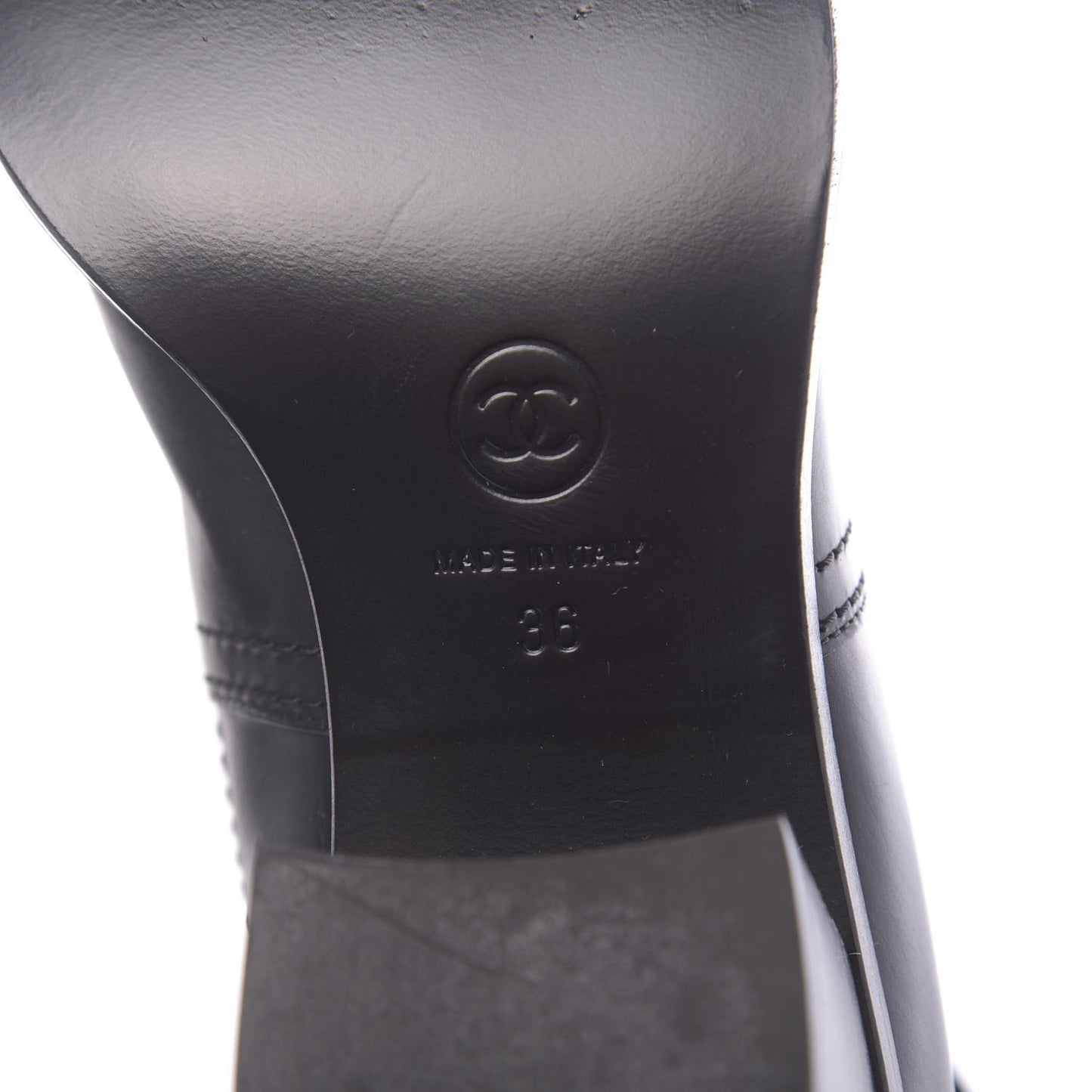 Calfskin Patent Cap Toe Short Boots 36 Black