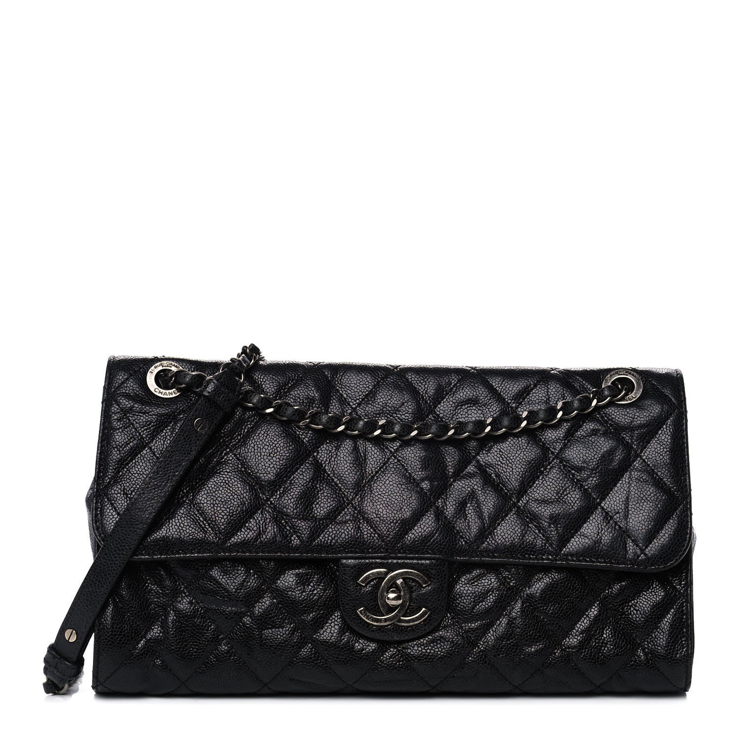 Chanel Crumpled Grained Calfskin Jumbo CC Crave Flap Black 1 of 13
