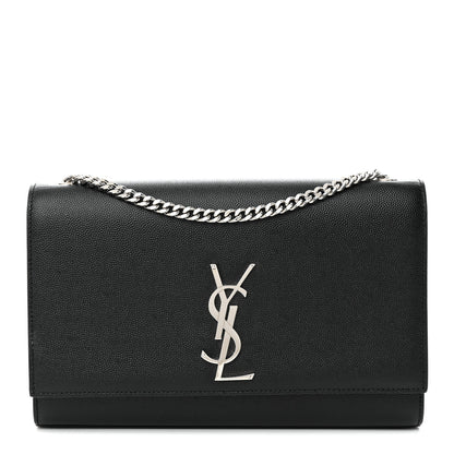 Saint Laurent Grain De Poudre Medium Classic Monogram Kate Satchel Black 1 of 13