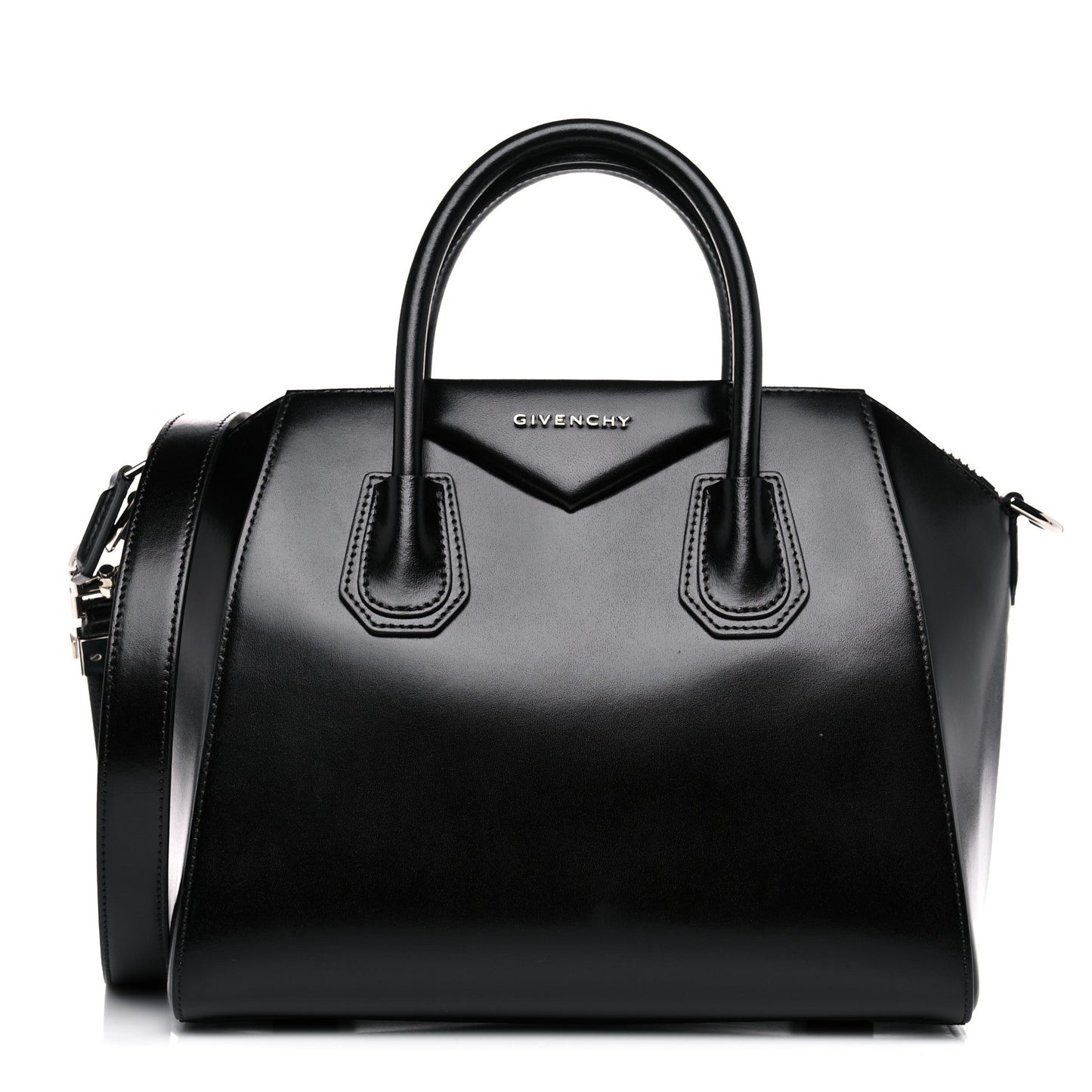 Shiny Lord Calfskin Small Antigona Black