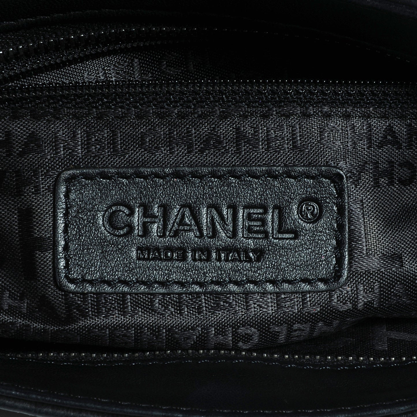 Calfskin Chain Stitch Clutch Black