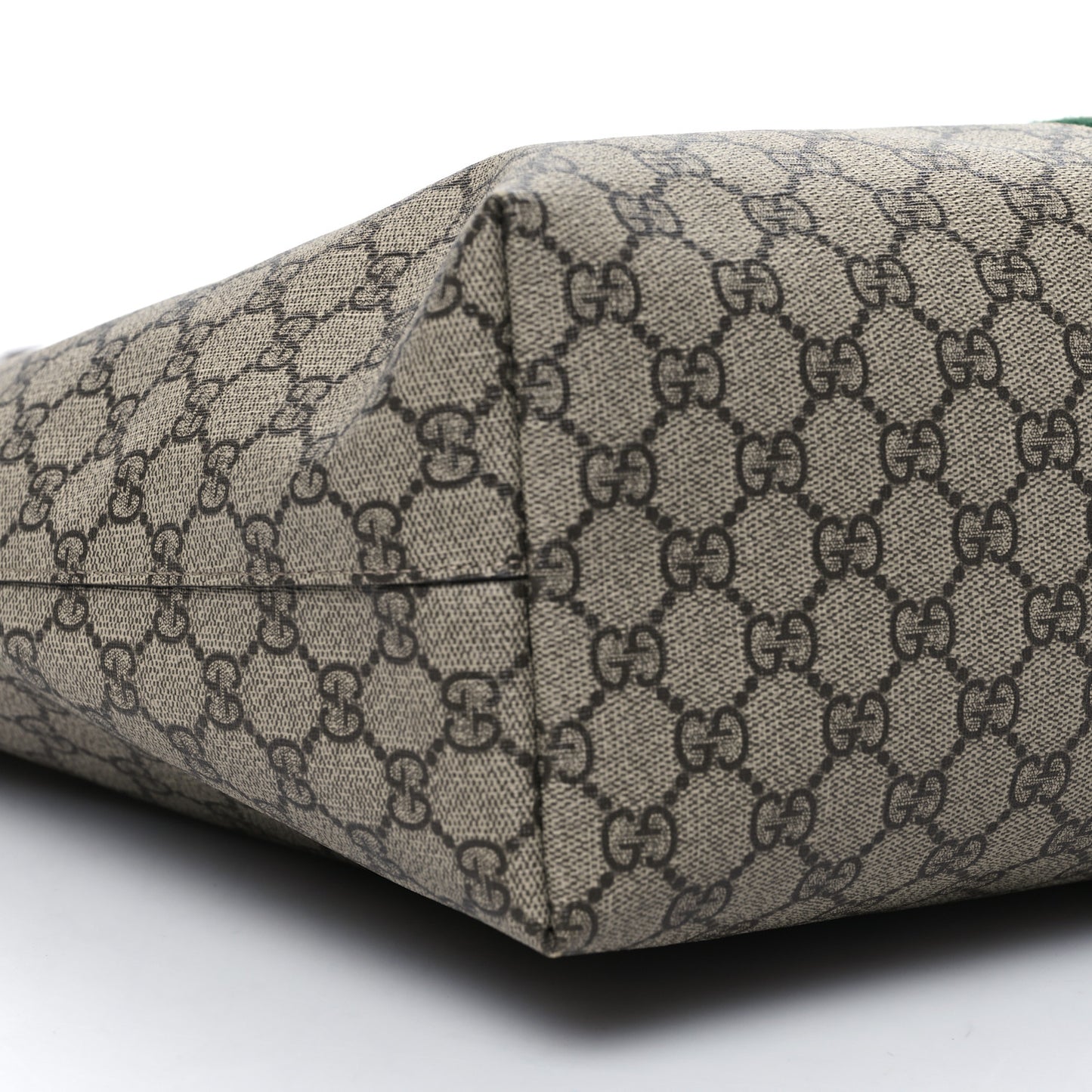 GG Supreme Monogram Textured Calfskin Web Medium Ophidia Shopping Tote Beige Ebony New Acero
