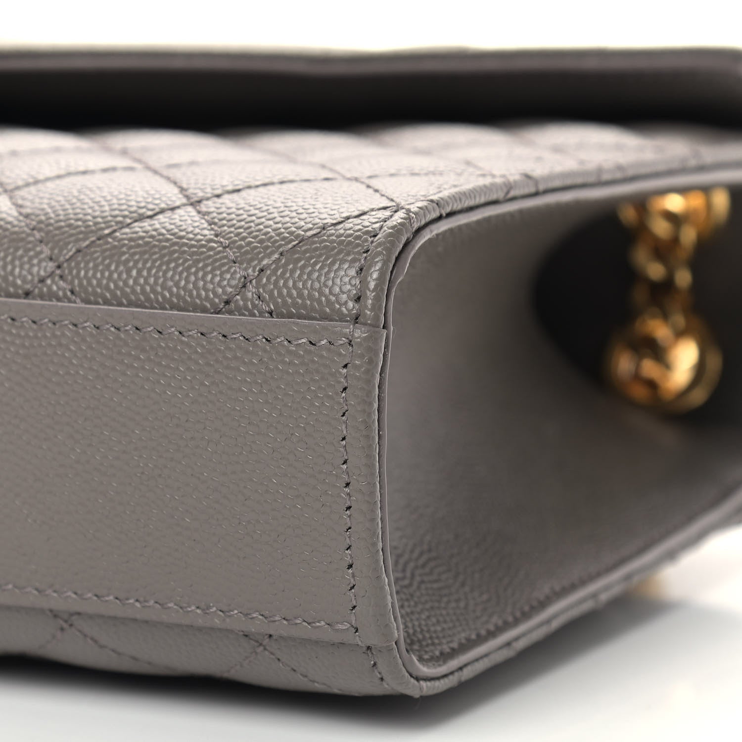 Saint Laurent Grain De Poudre Textured Mixed Matelasse Medium Triquilt Monogram Satchel Fog 9 of 9