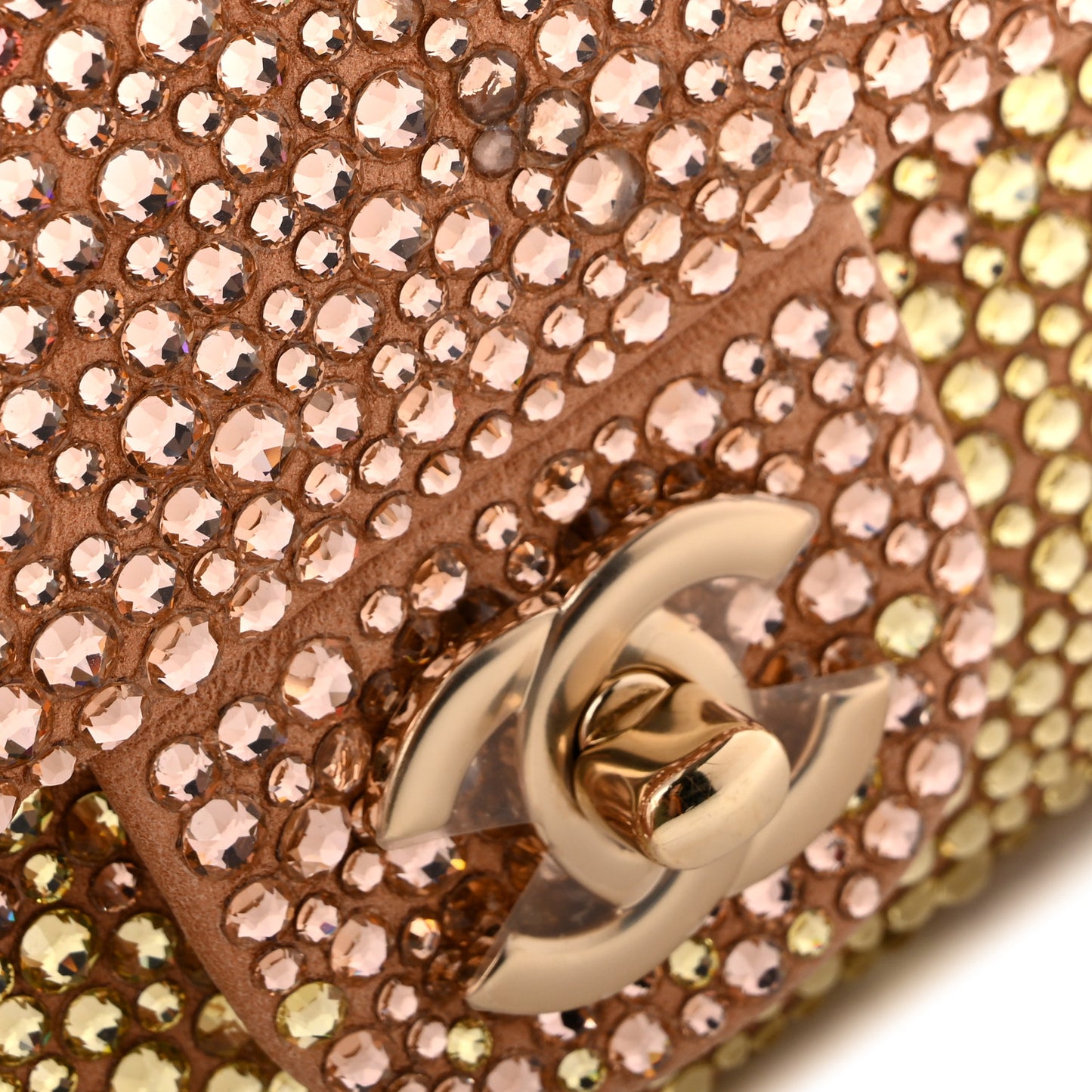 Suede Calfskin Crystal Mini Flap Pink Golden
