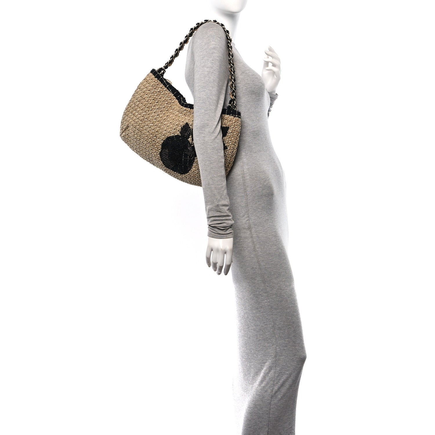 Chanel Tweed Woven Raffia Country Coco Hobo 2 of 10