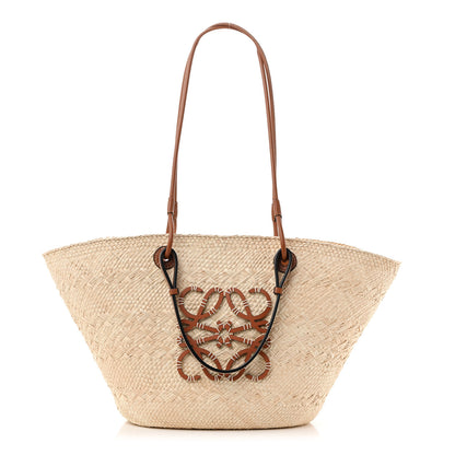 Loewe Calfskin Raffia Small Anagram Basket Tote Bag Natural Tan 1 of 12
