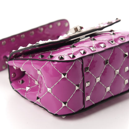 Valentino Garavani Patent Micro Rockstud Spike Shoulder Bag Radiant Orchid 6 of 9