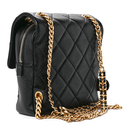 Chanel Shiny Caviar Quilted Chain Melody Backpack Black 2 of 11