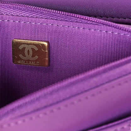 Chanel Lambskin Quilted Wallet On Chain WOC Purple 12 of 16