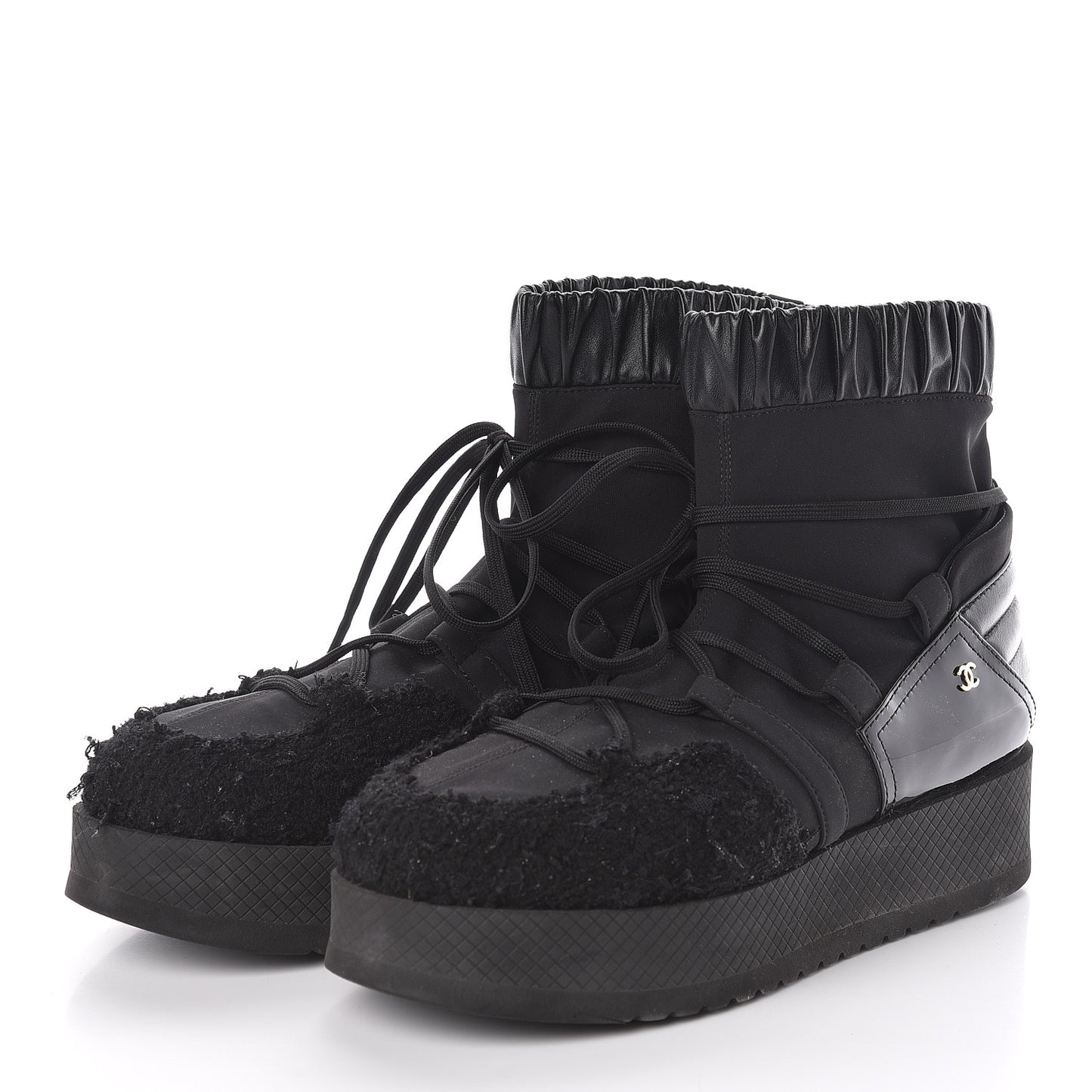 Calfskin Nylon Boots 40 Black