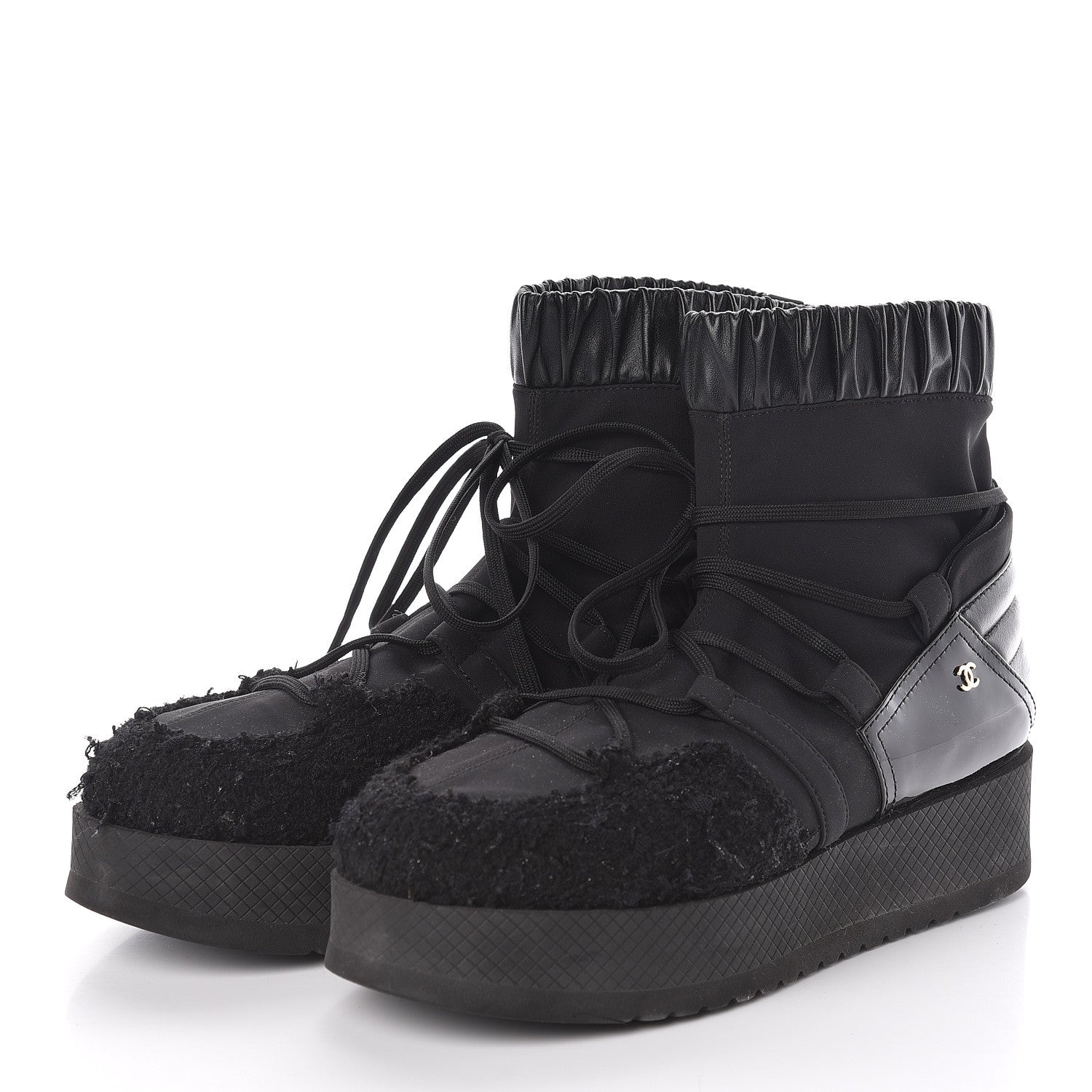 Chanel Calfskin Nylon Boots 40 Black 3 of 6