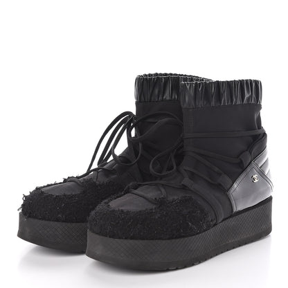Chanel Calfskin Nylon Boots 40 Black 3 of 6