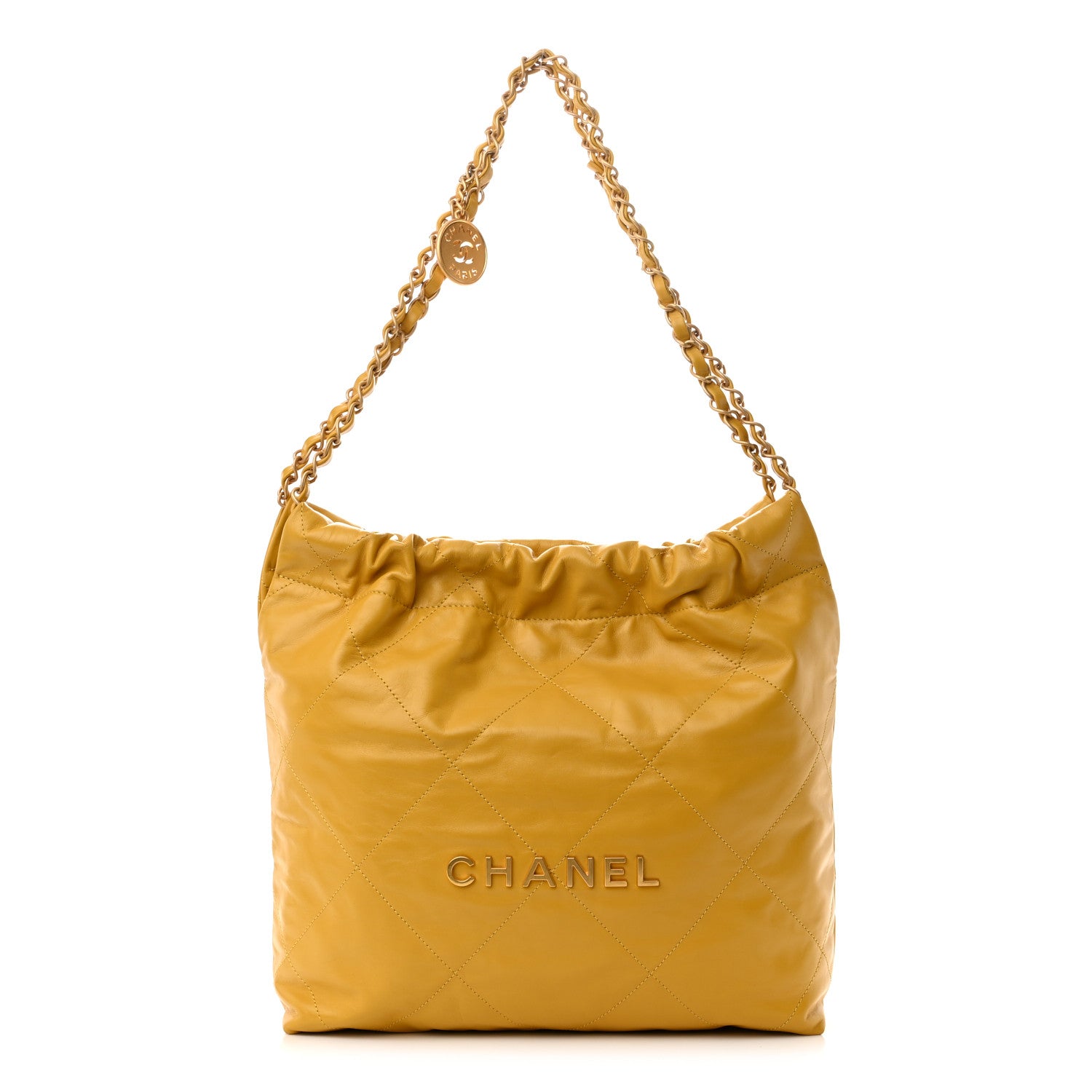 Chanel Shiny Calfskin Quilted Small Chanel 22 Yellow 3 of 11