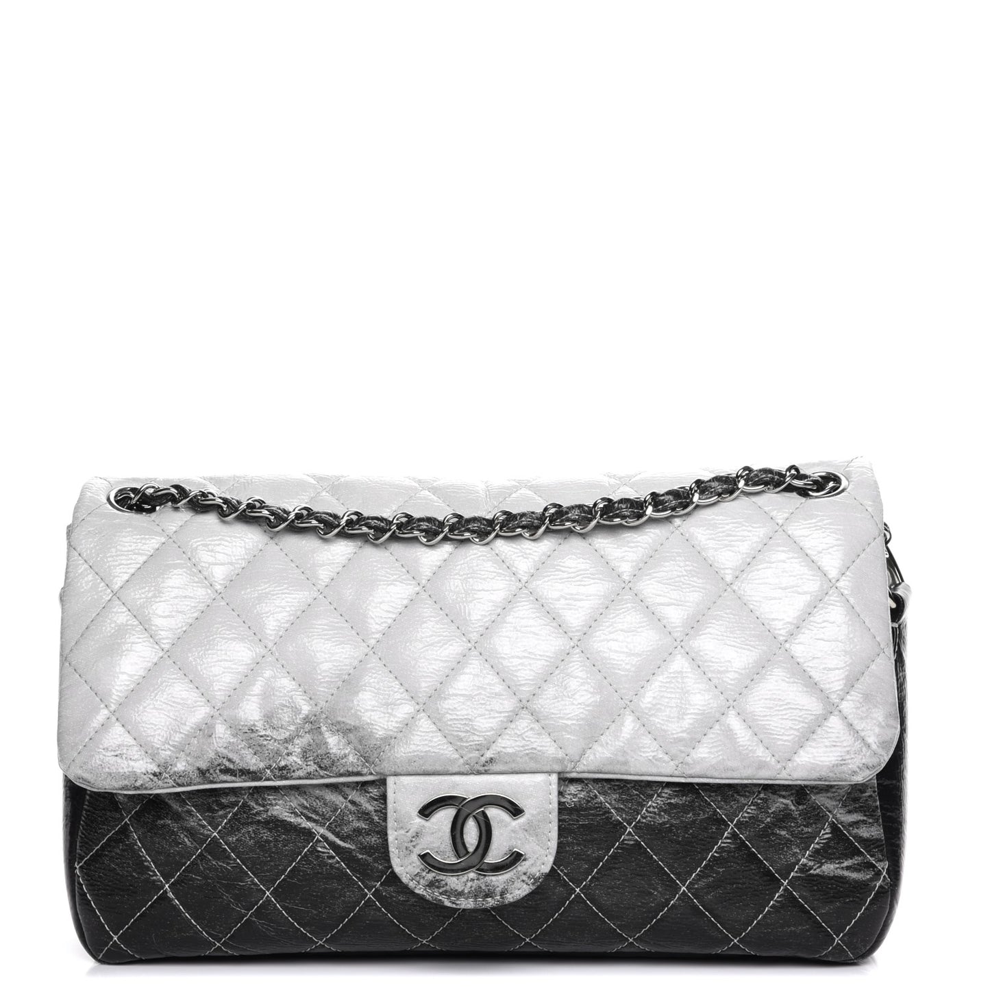 Vinyl Quilted Jumbo Melrose Degrade Flap Black