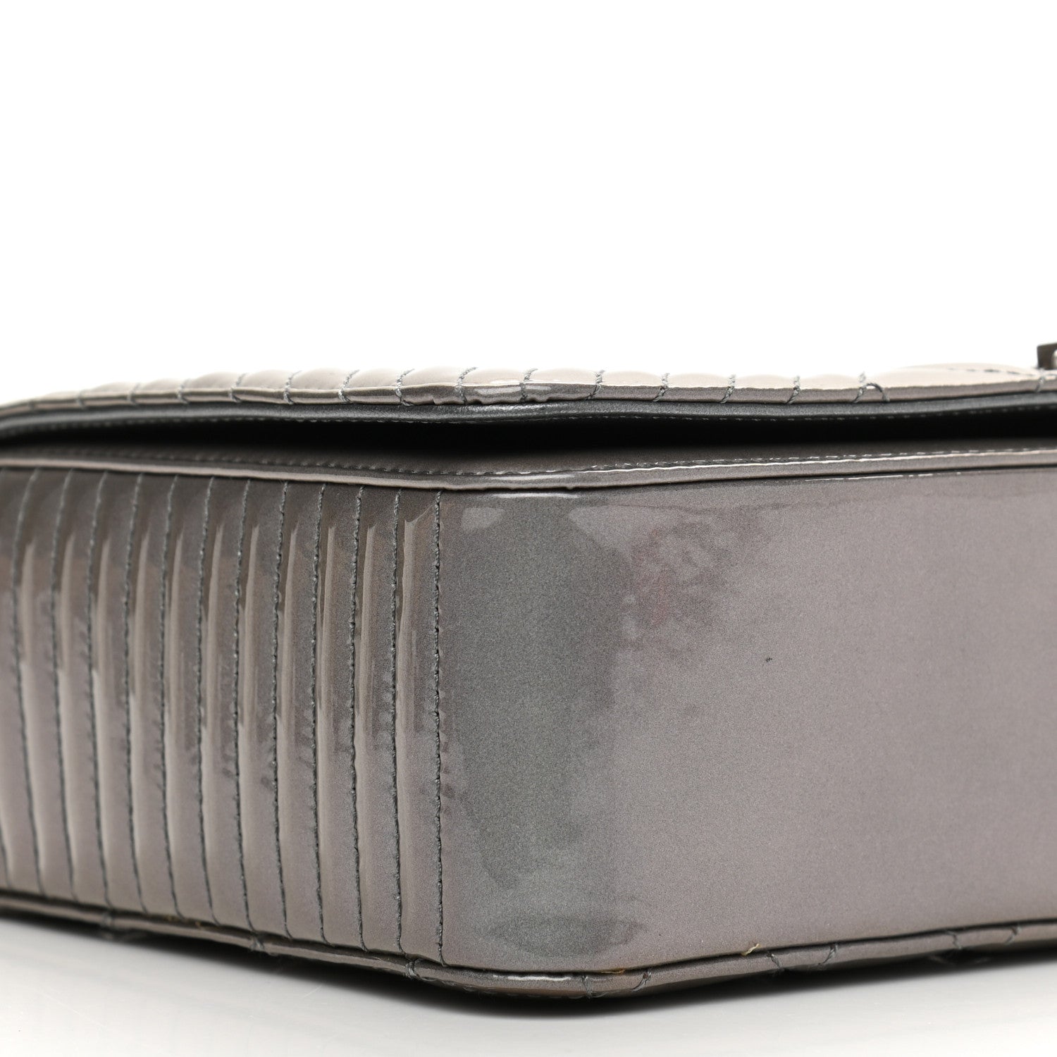Chanel Metallic Patent Quilted Medium Coco Boy Flap Dark Silver 9 of 11