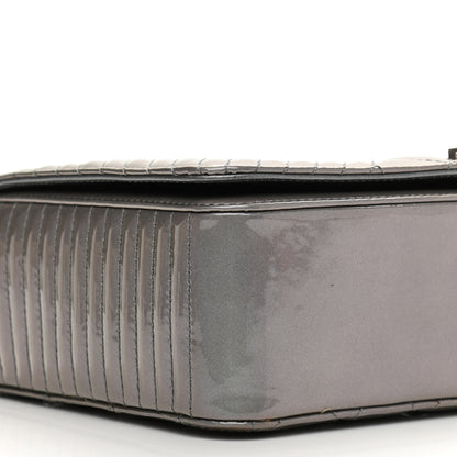 Chanel Metallic Patent Quilted Medium Coco Boy Flap Dark Silver 9 of 11