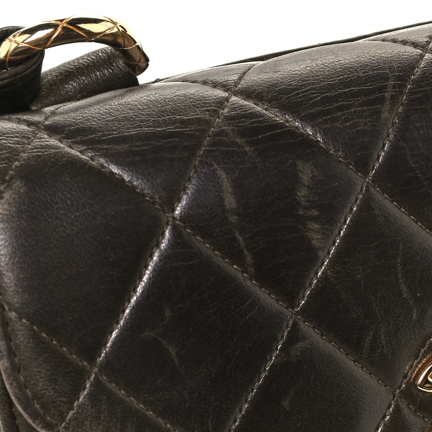 Lambskin Quilted Flap Shoulder Bag Green