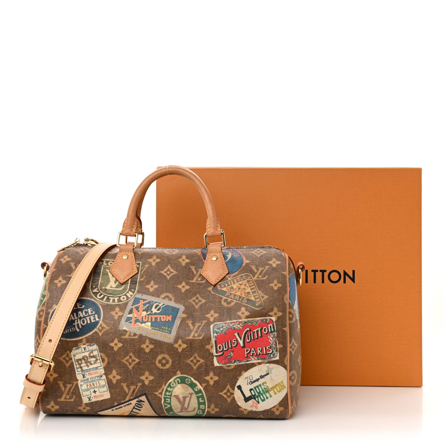 Monogram Hotel Labels Speedy Bandouliere 30