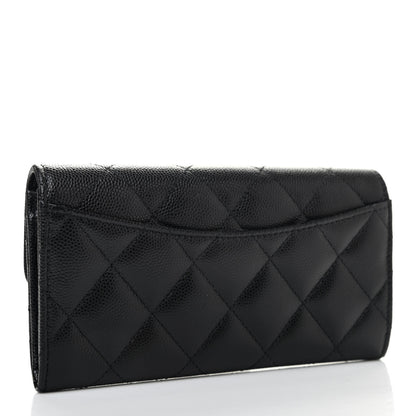 Chanel Caviar Quilted Medium Gusset Flap Wallet Black 2 of 4
