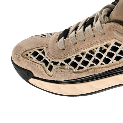 Chanel Suede Calfskin Embroidered CC Sneakers 36 Beige Black 10 of 12
