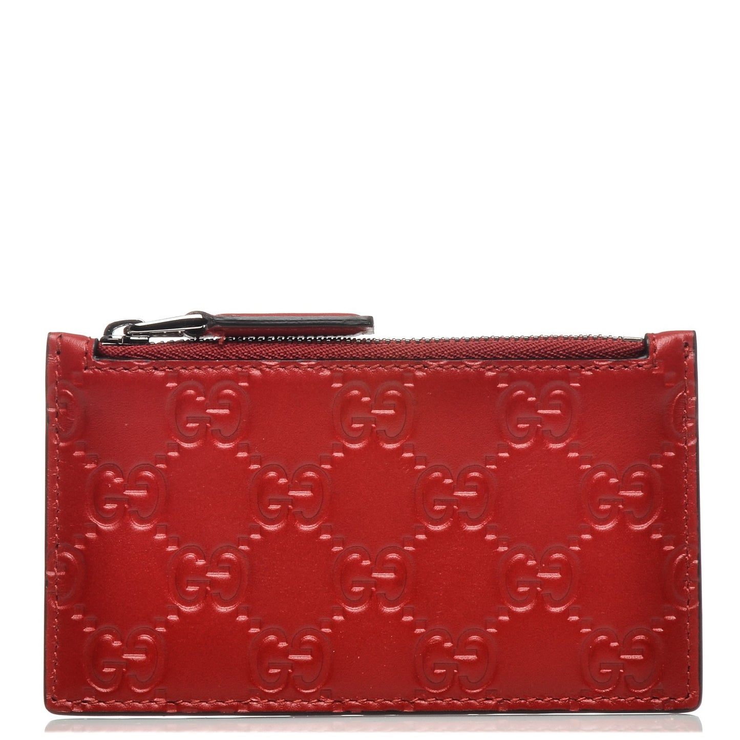 Guccissima Signature Coin Case Card Holder Hibiscus Red