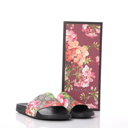Gucci GG Supreme Monogram Blooms Slide Sandals 39 Beige Multicolor 9 of 9