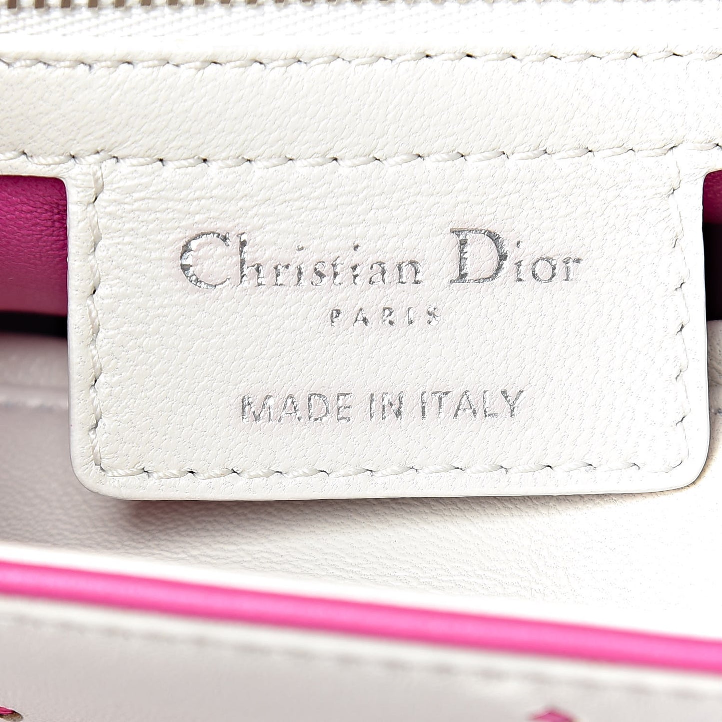 Lambskin Stitched Cannage Medium Lady Dior Pink White