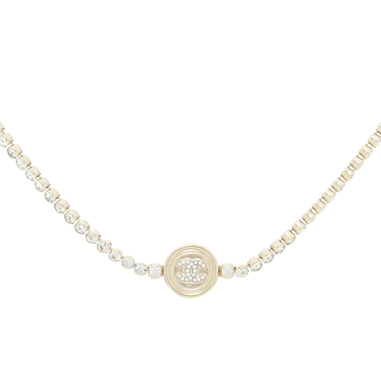 Crystal CC Chain Short Necklace Gold