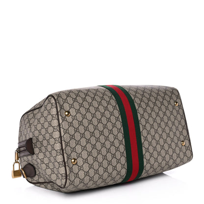 Gucci GG Supreme Monogram Textured Dollar Calfskin Web Medium Ophidia Carry-On Duffle Bag Beige Ebony New Acero 4 of 14