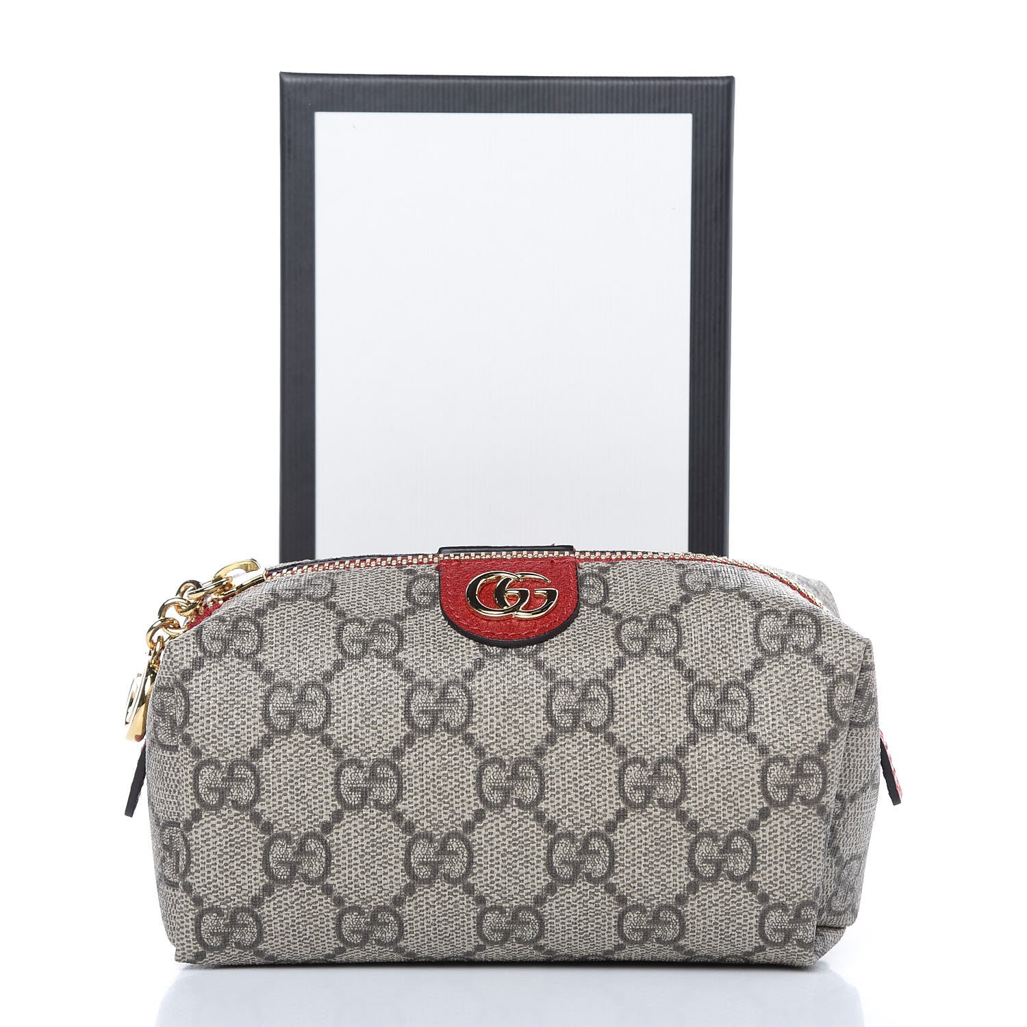 Gucci Soft GG Supreme Monogram Calfskin Small Ophidia Cosmetic Case Beige Ebony Hibiscus Red 8 of 8