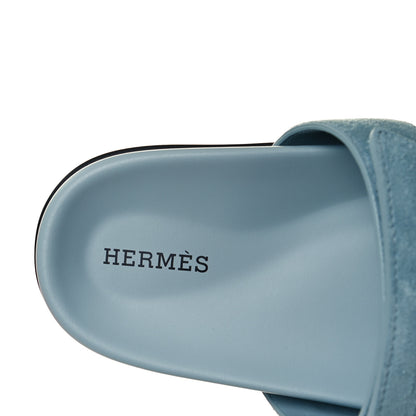 Hermes Suede Goatskin Womens Chypre Sandals 39 Vert d'eau 7 of 9