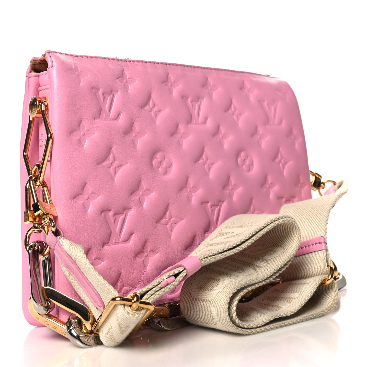 Louis Vuitton Lambskin Embossed Monogram Coussin PM Rose Bonbon 3 of 11
