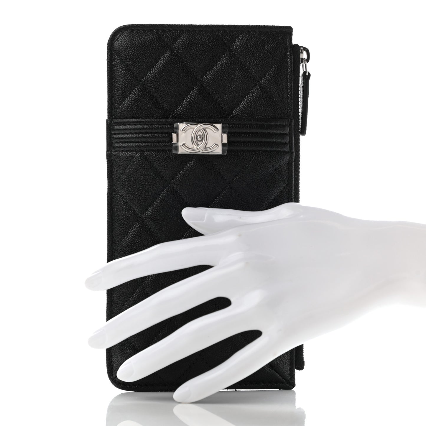 Caviar Quilted Boy Flat Wallet Pouch Black