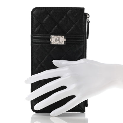 Chanel Caviar Quilted Boy Flat Wallet Pouch Black 2 of 7