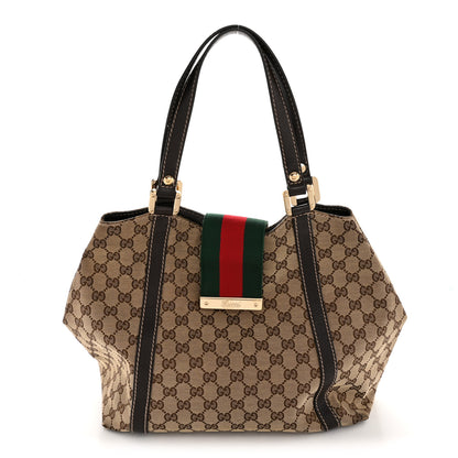 Gucci Monogram New Ladies Web Tote Dark Brown 1 of 13