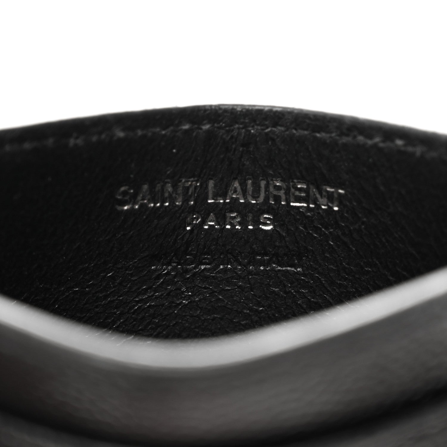 Saint Laurent Grain De Poudre Matelasse Chevron Monochrome Monogram Credit Card Case Black 7 of 8