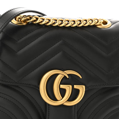 Gucci Calfskin Matelasse Mini GG Marmont Square Shoulder Bag Black 8 of 11