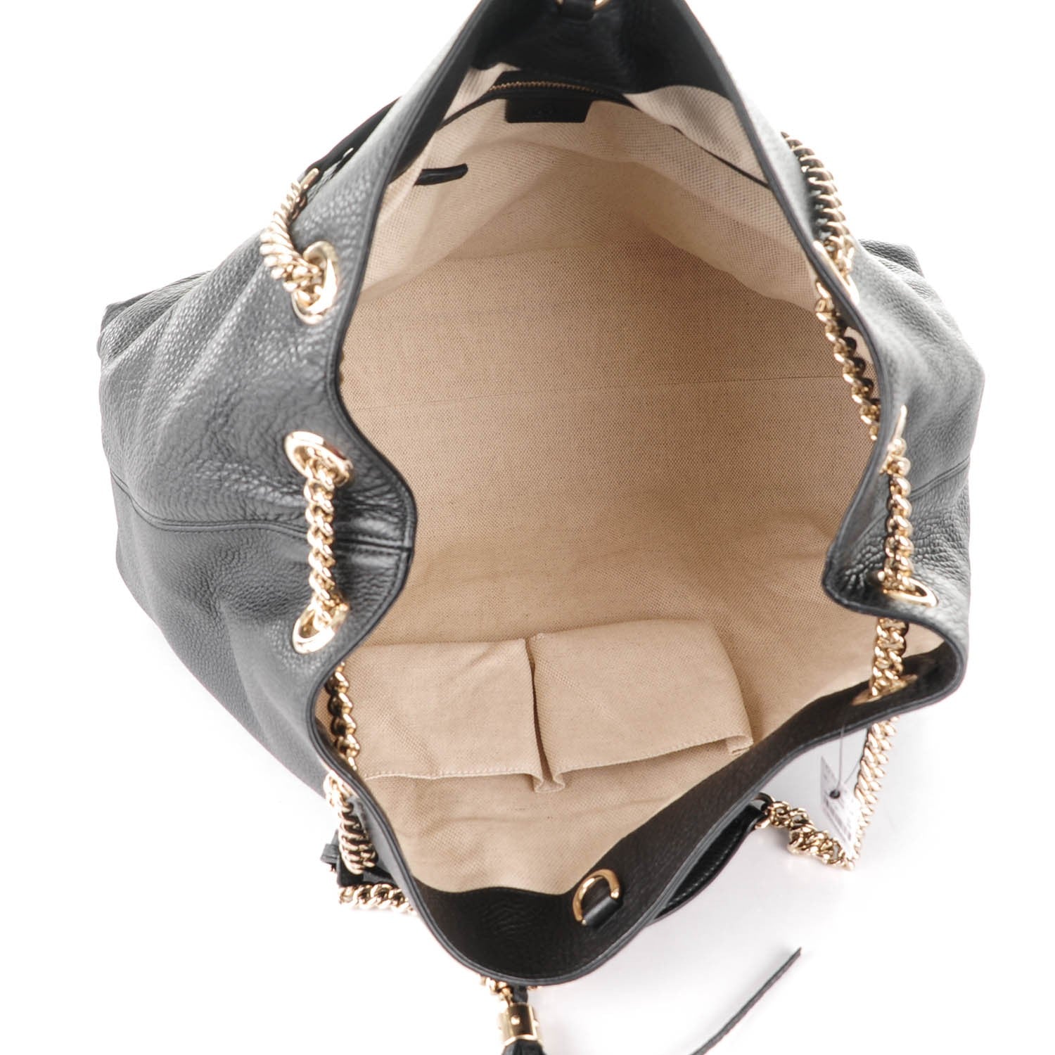 Gucci Pebbled Calfskin Large Soho Chain Shoulder Bag Black 5 of 7