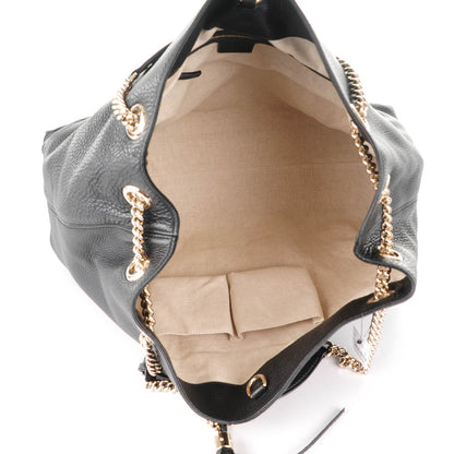 Gucci Pebbled Calfskin Large Soho Chain Shoulder Bag Black 5 of 7