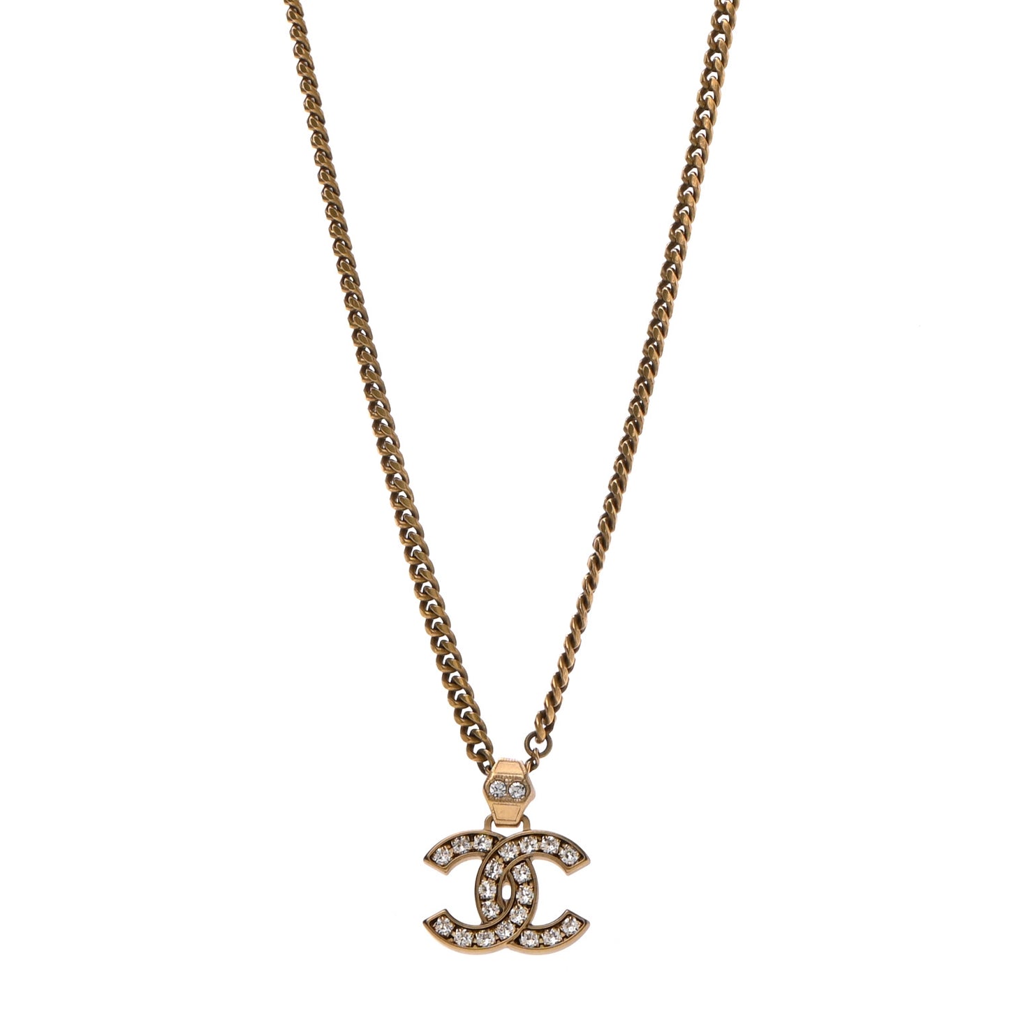 Crystal CC Pendant Necklace Gold