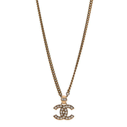 Chanel Crystal CC Pendant Necklace Gold 1 of 5